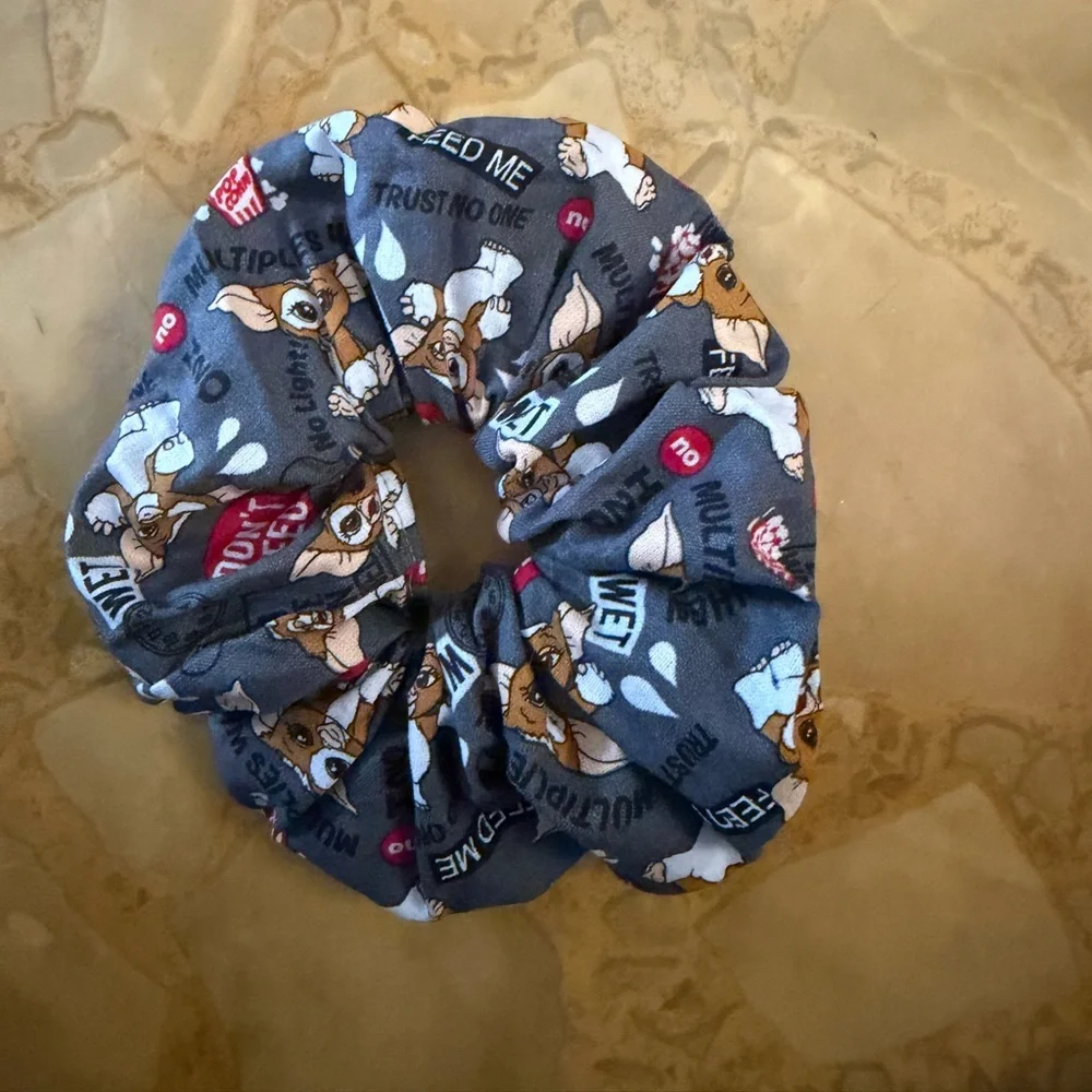 Handmade Grey Cartoon Animal Scrunchie